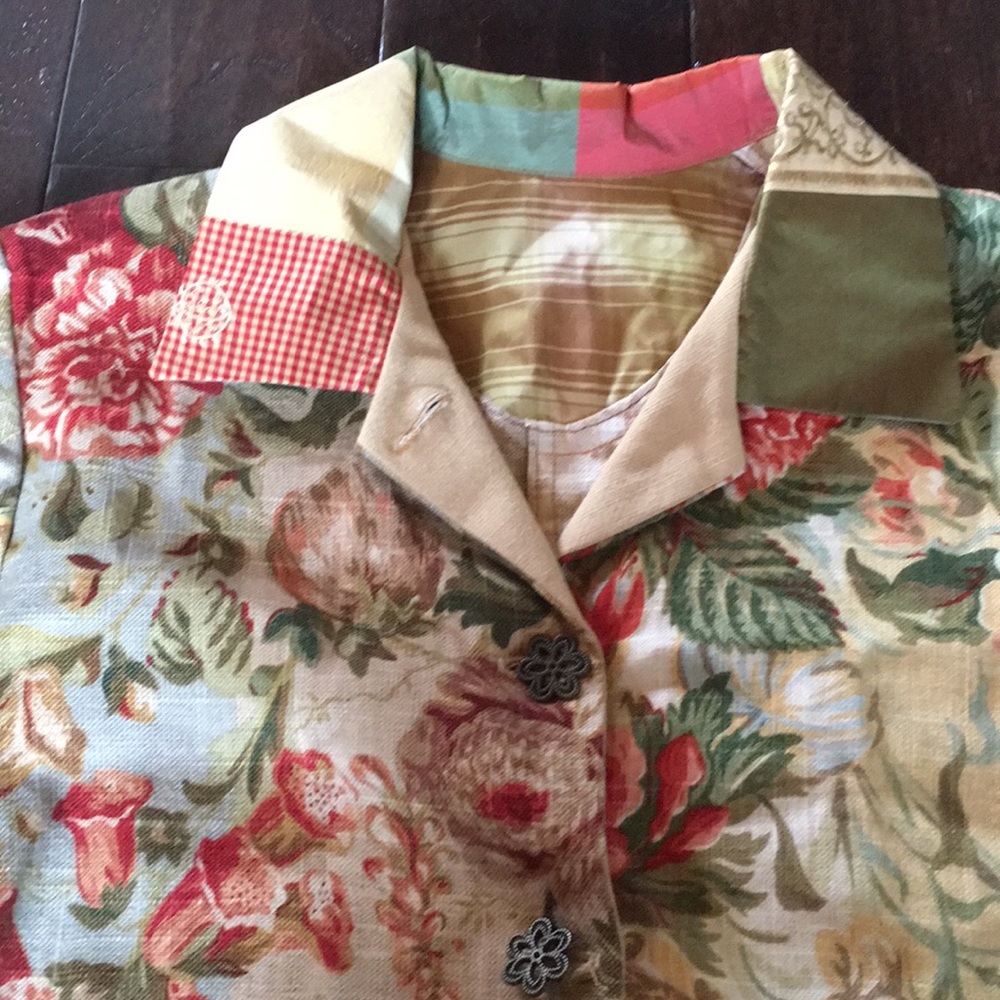 Boho linen and lace jacket. Sz. M - Picture 3 of 5